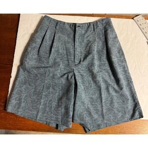 Haley Made in USA Vintage Blue Striped Pleated Shorts Womens 8 Microfiber Golf